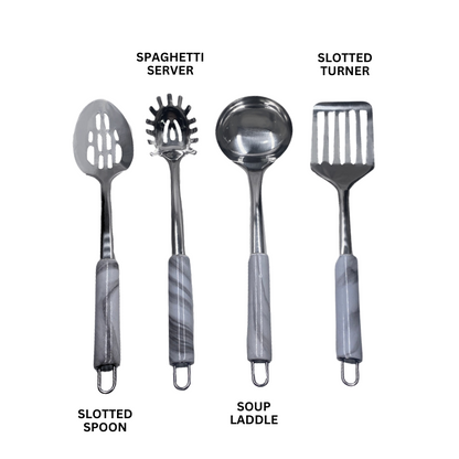 Eisenbach A0019 Kitchen Utensil Set – 4 Pieces, Marble Handles