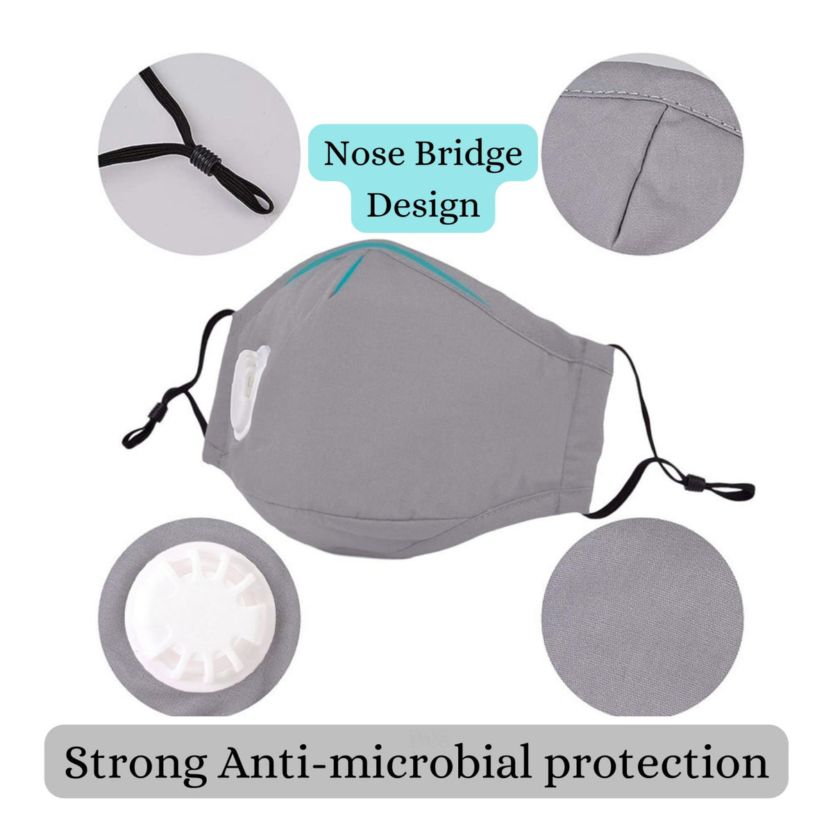 PM2.5 Reusable Cotton Face Mask with 2 Carbon Filters