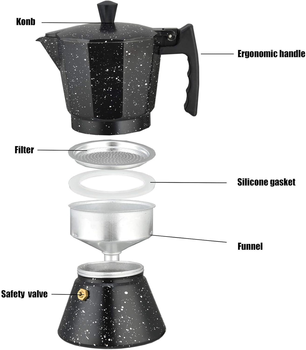 Eisenbach LSS06 Stovetop Espresso Moka Pot – 6 Cups