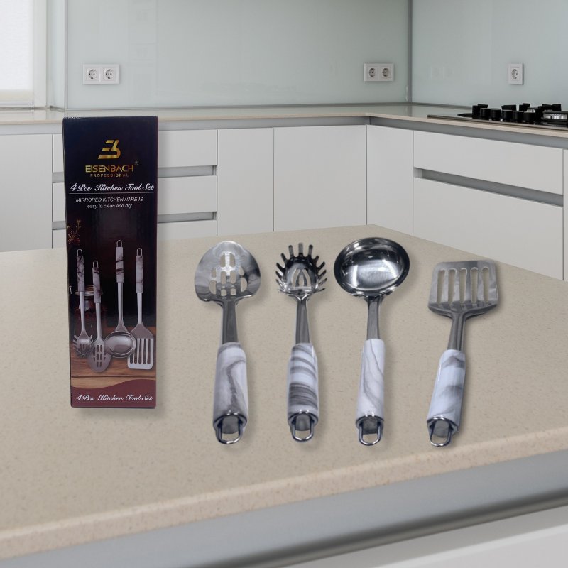 Eisenbach A0019 Kitchen Utensil Set – 4 Pieces, Marble Handles