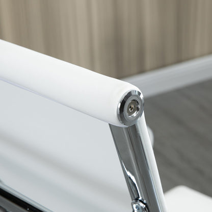 Ergonomic Faux Leather Office Chair, Swivel and Rocking Seat, 54x62x104-114 cm, White