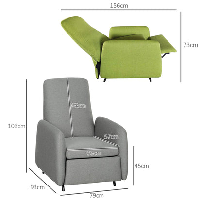 Reclining Relax Armchair with Removable Footrest, Replacement Cover and Seat with Springs, Gray