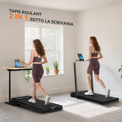 Folding Treadmill with Adjustable Incline, Speed 1-10 km/h, LED Display and Remote Control, Black