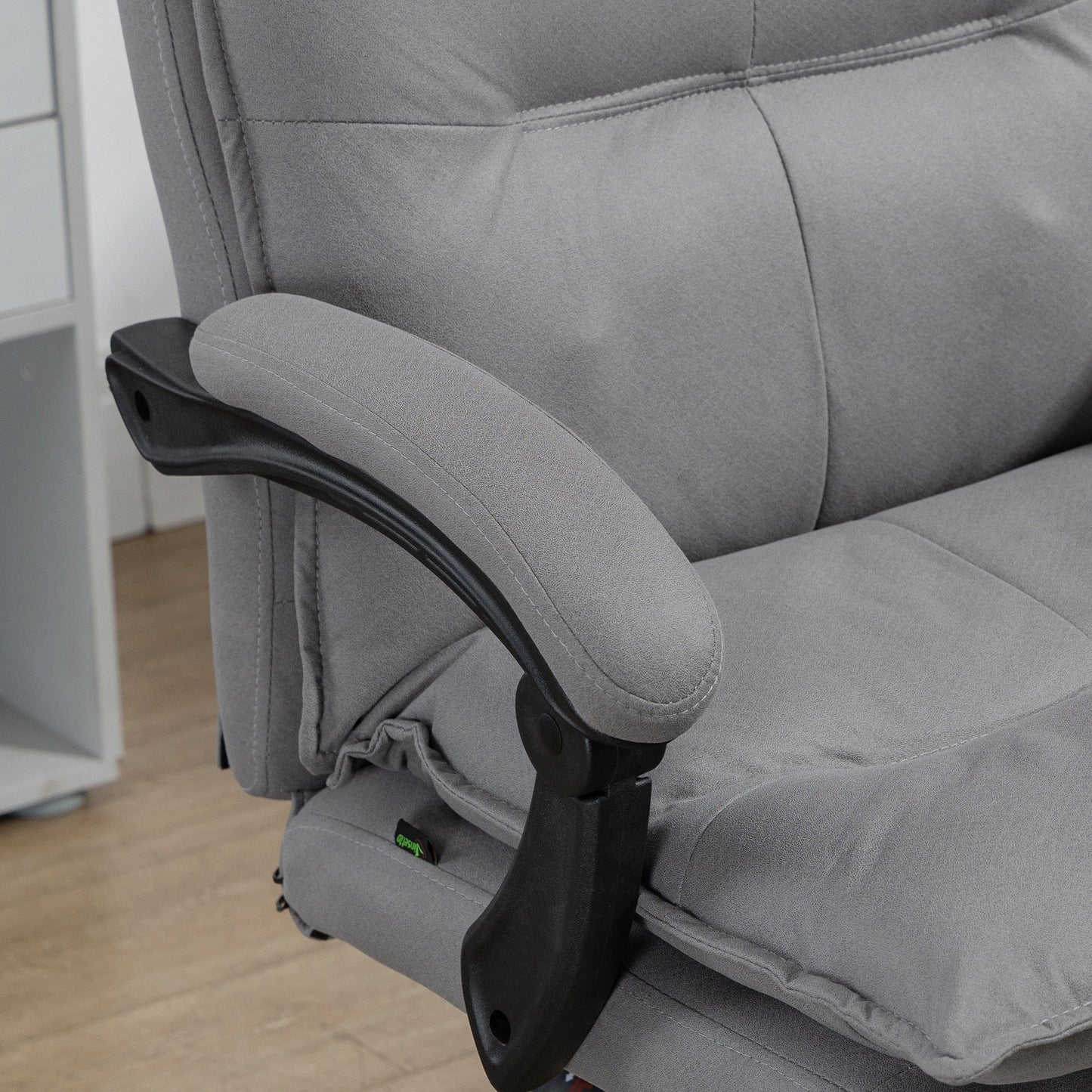 Heated Massage Office Chair, 155° Reclining with Extendable Footrest, Grey