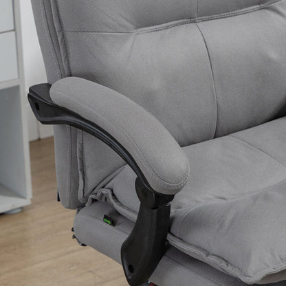 Heated Massage Office Chair, 155° Reclining with Extendable Footrest, Grey