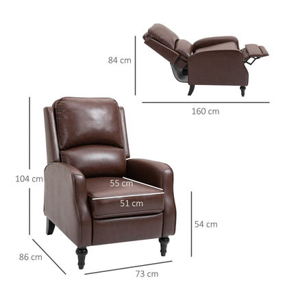 Manual Reclining Relax Chair 90° and 150° for TV, Living Room, Bedroom, Modern Design in Leather 73x86x104cm