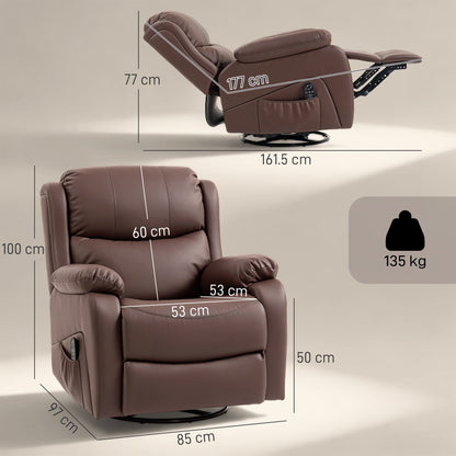 Reclining Relaxing Chair with 8 Massage Points, Heating and Footrest, 87x97x100 cm, Brown