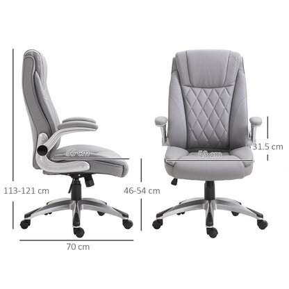 Ergonomic Office Chair with Padding, Adjustable Height and 5 Wheels, 70x71x113-121 cm, Grey