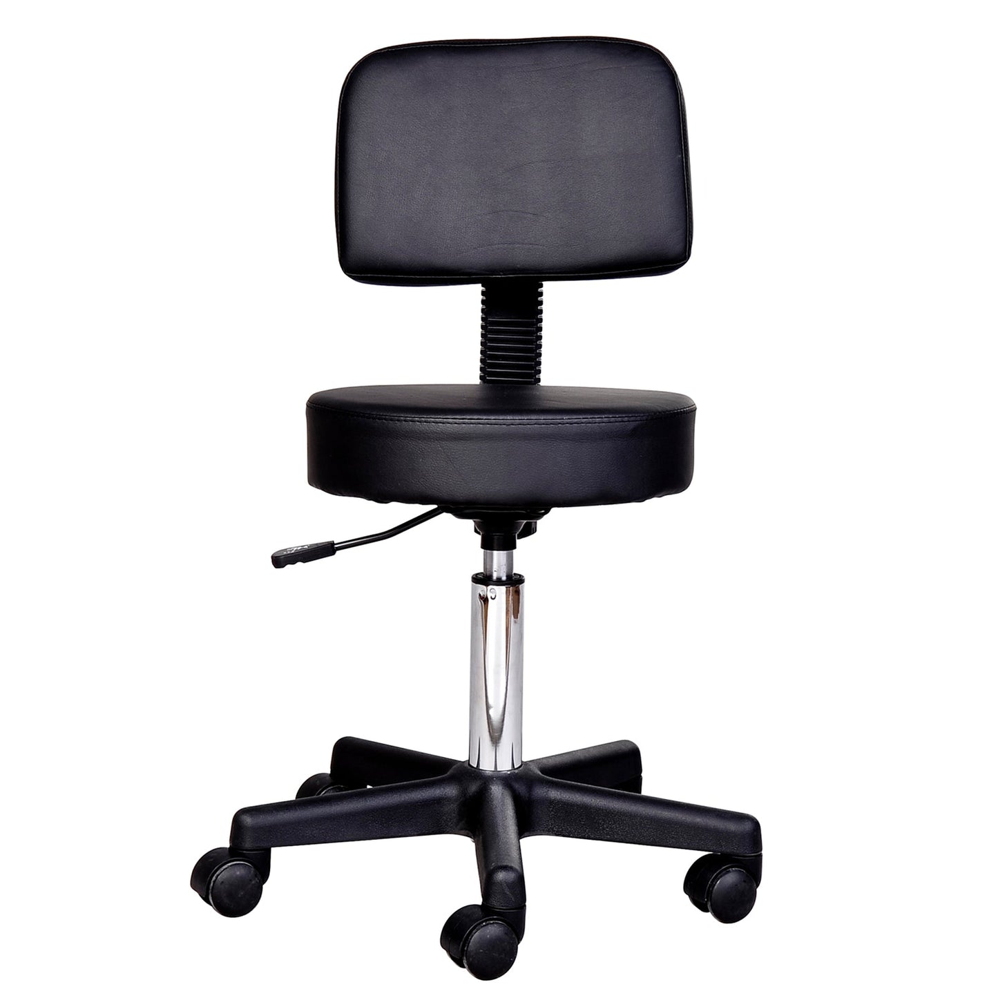 Swivel Stool with Backrest, Height-Adjustable Faux Leather Living Room Chair, Black