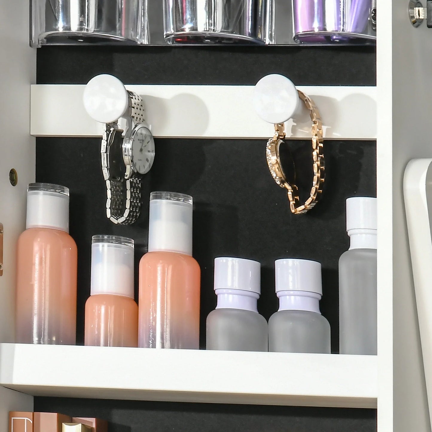 Freestanding Jewelry Mirror with LED Light, Adjustable Tilt and Lock, 46x36.5x151.5cm