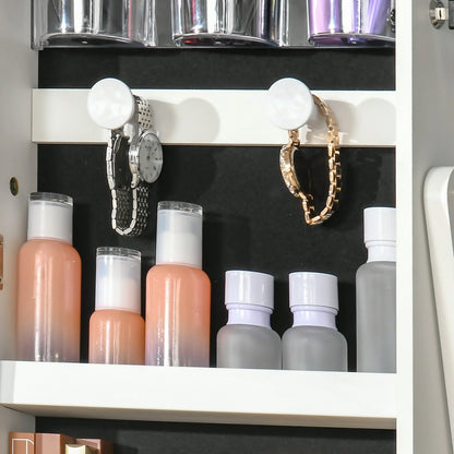 Freestanding Jewelry Mirror with LED Light, Adjustable Tilt and Lock, 46x36.5x151.5cm