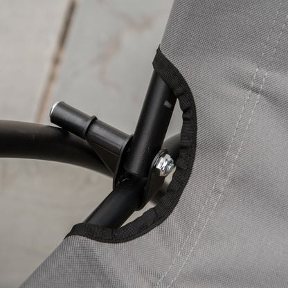 Folding Reclining Camping Chair with Removable Cushion, Metal and Fabric, Grey