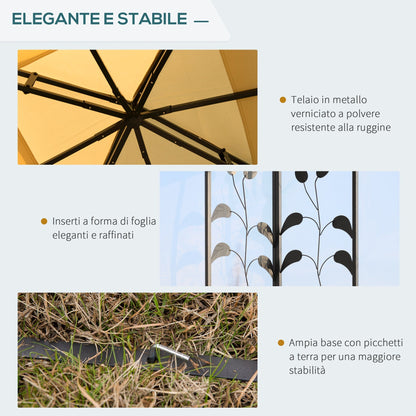 Garden Gazebo 3x3m with Mosquito Net, Steel Frame and Double Roof, Beige