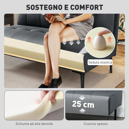 2-Seater Faux Leather Sofa with Armrests and Button Quilting, 115x73x83 cm, Black