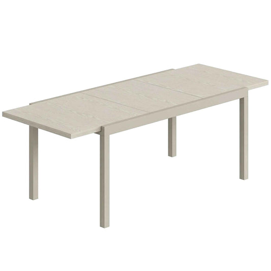 Extendable Garden Table for 8-10 People, in Aluminum and Steel, 154/214x85x75 cm, Light Gray