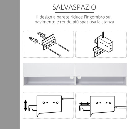 Mobile TV Suspended with 4 rooms and 2 doors, TV console up to 60 ''