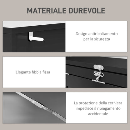 Modern Folding Desk with Bookshelf and Blackboard, Wood and Metal, 98x51x153 cm, Black