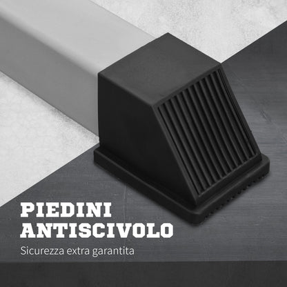 Set of 2 Steel Barbell Stands with 3 Hooks, Adjustable Height and 200kg Capacity, Silver and Black