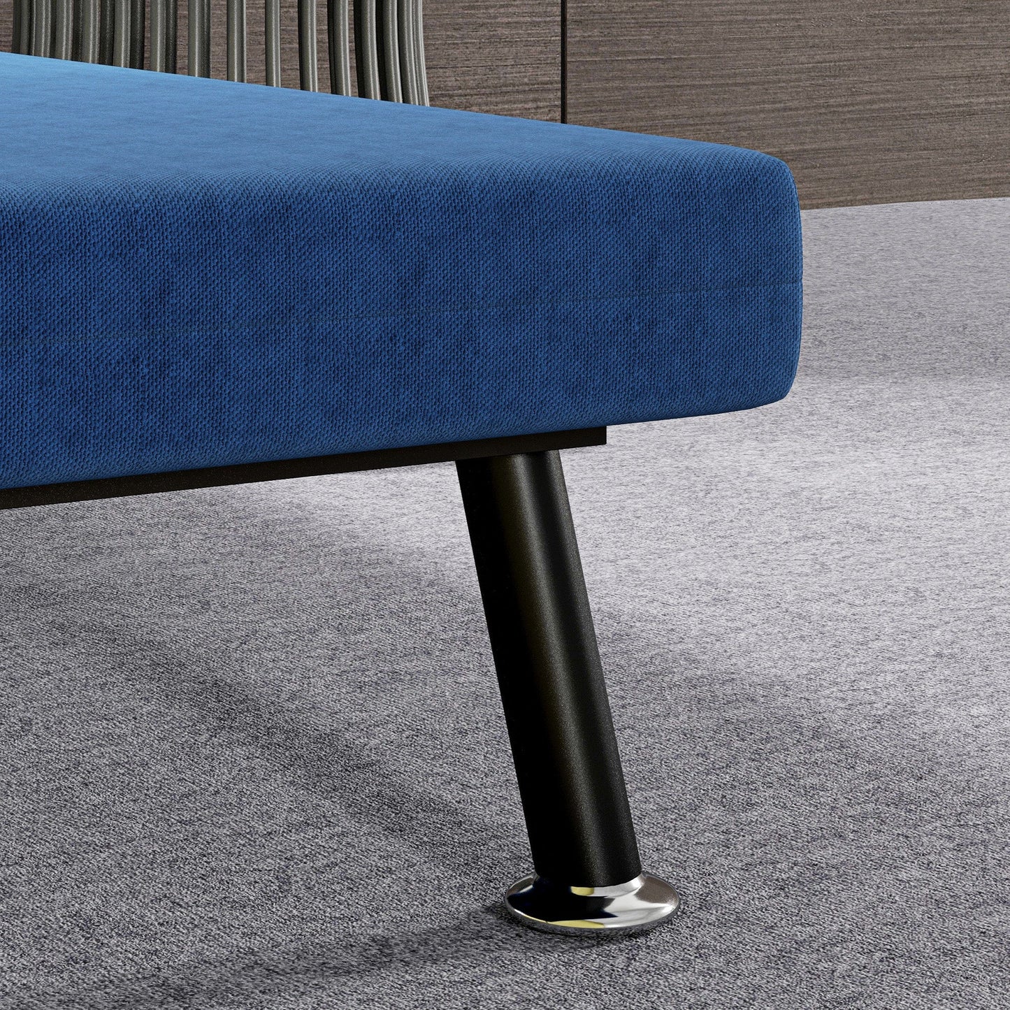 Armchair Bed with Adjustable Backrest in 5 Positions, in Linen Effect Fabric and Steel, 75x70x75 cm, Dark Blue