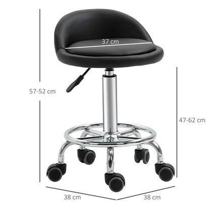Adjustable Beauty Salon Stool with Wheels – Ergonomic PU Leather Chair, Black