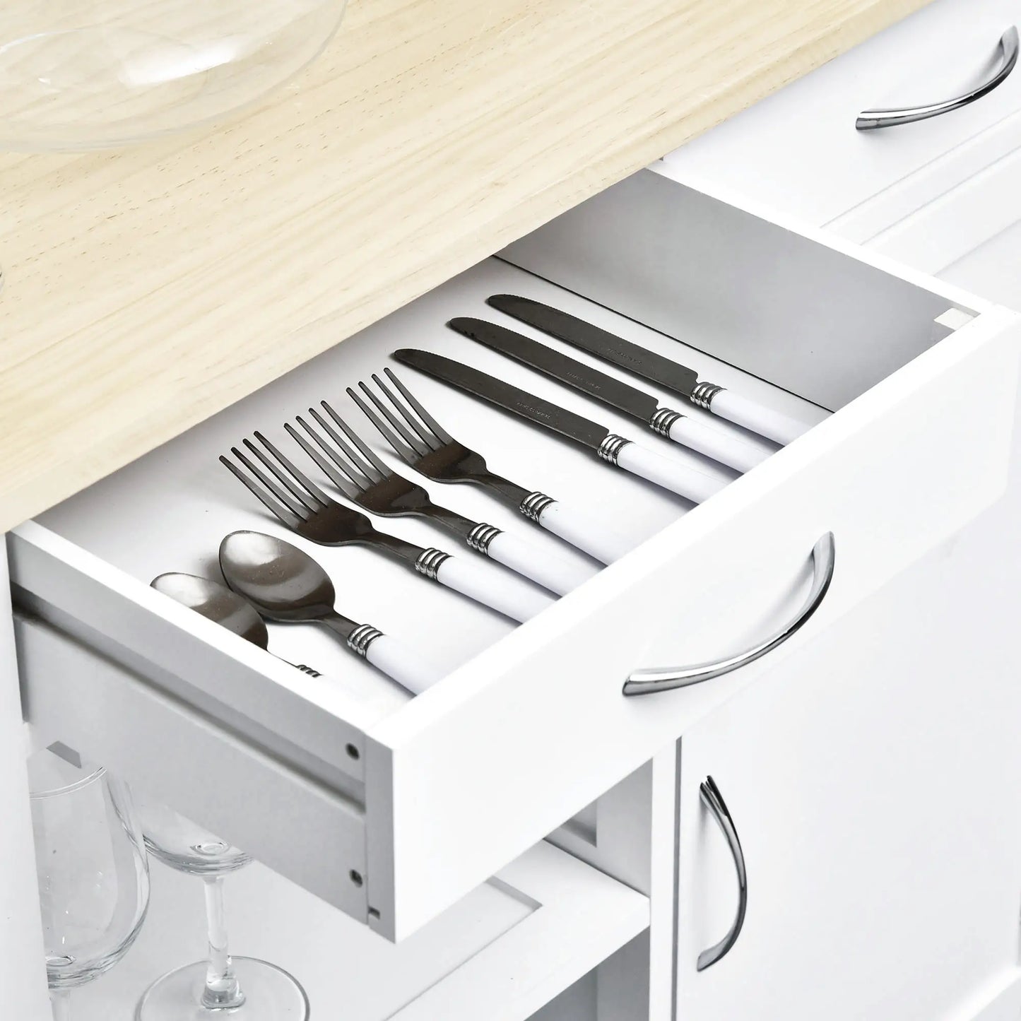 itchen Trolley with Drawers and Wheels in Wood Space Saving