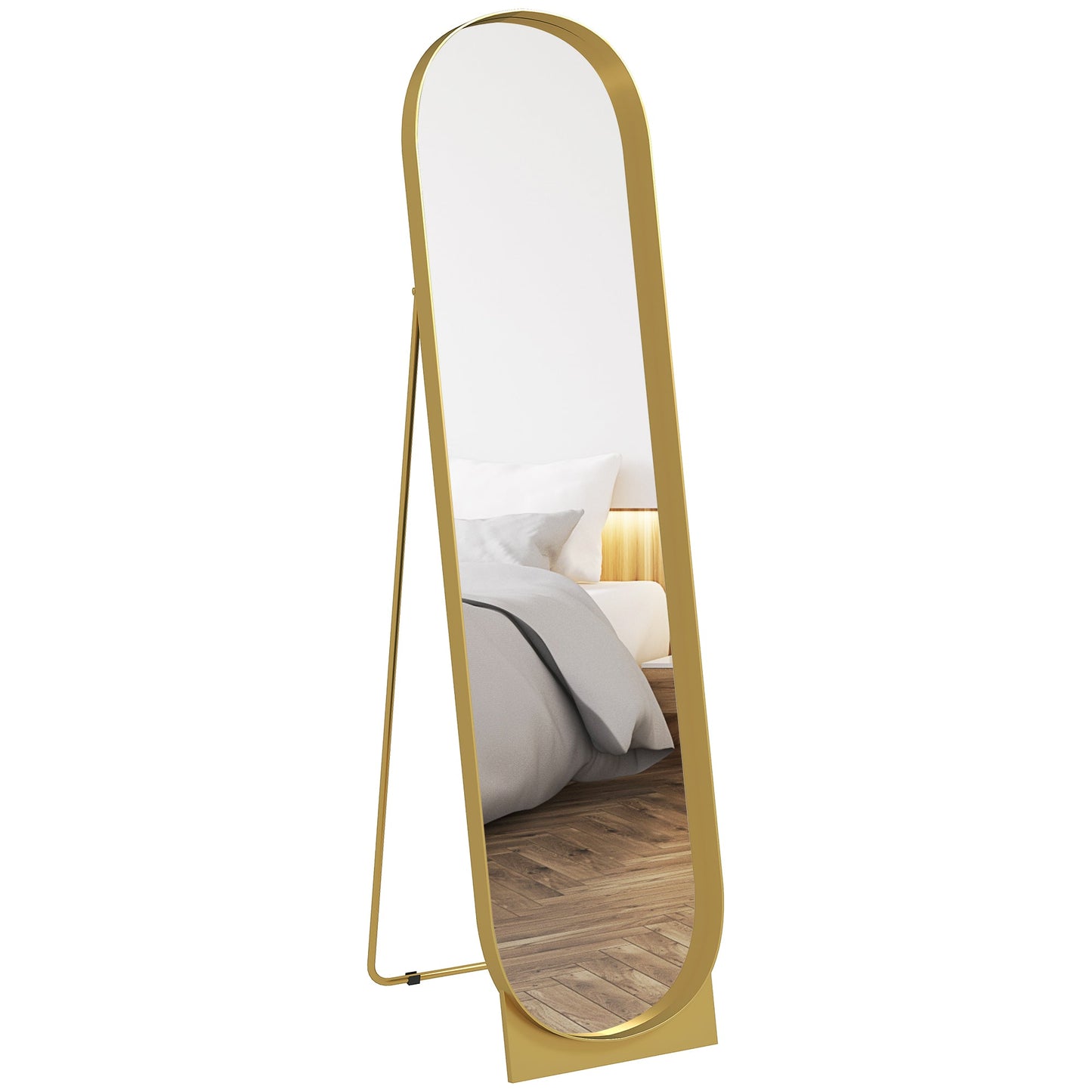 Modern Freestanding or Wall-Mounted Metal Frame Mirror, 40x150cm, Gold