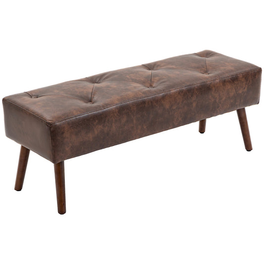 Padded Bedside Bench and Entrance Bench with PU Covering, 114x38x42cm, Brown