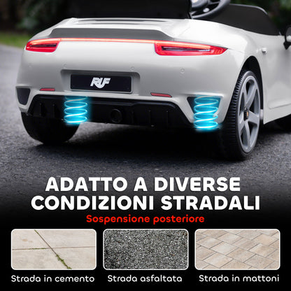 Officially Licensed RUF GT Ride-On Toy Car for Kids Ages 3-5, Remote Control, Seat Belt and Music, White