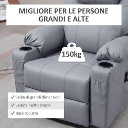 Lift Chair Reclining up to 135° with 8 Massage Points, Remote Control and Footrest, 88x99x106 cm, Grey