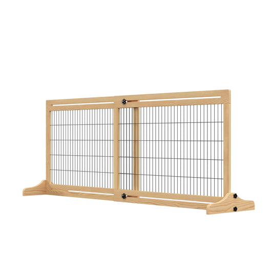 Extendable Indoor Dog Gate in Pine Wood with Steel Wires