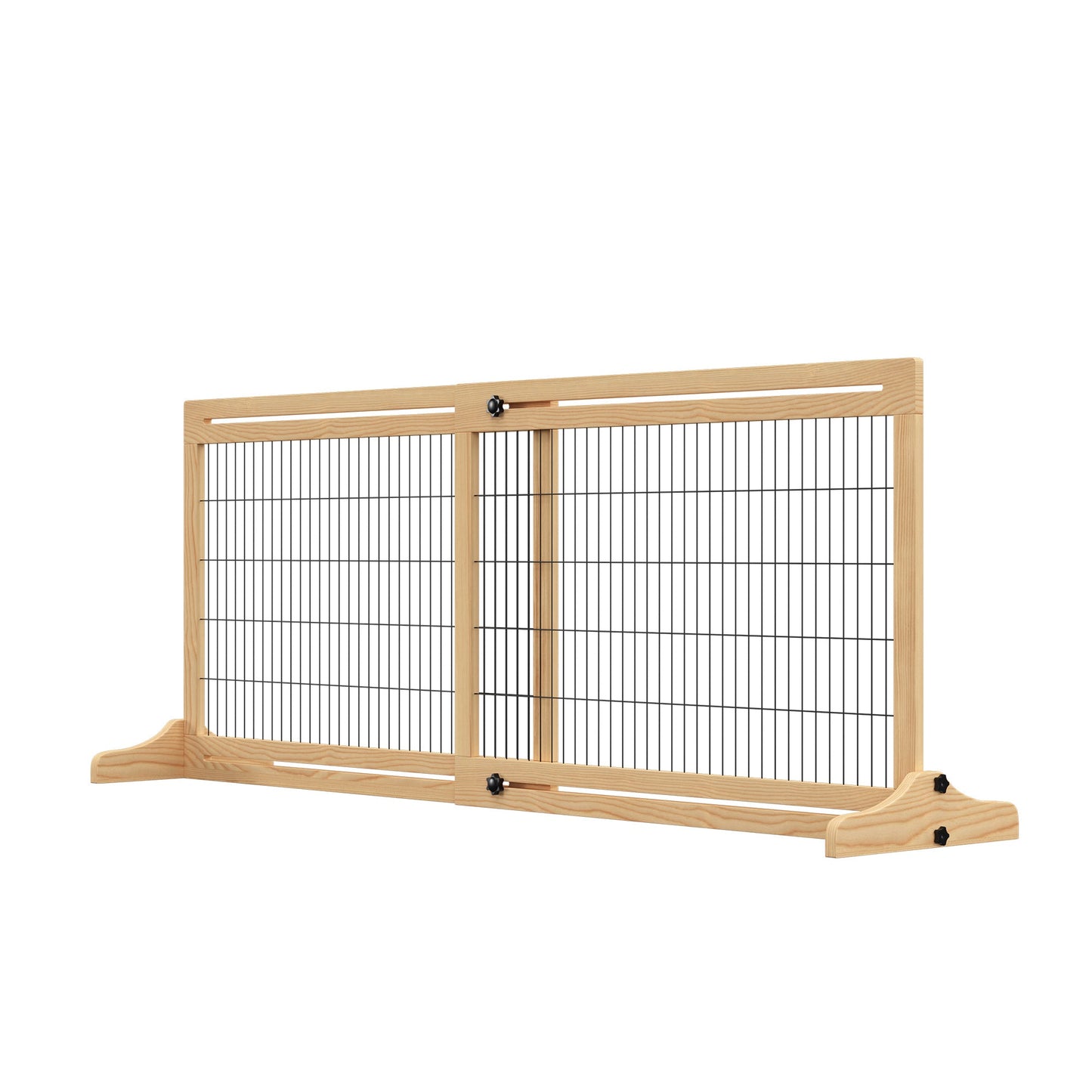 Extendable Wooden Indoor Dog Gate, 104-183x36x69cm, Wood Colour