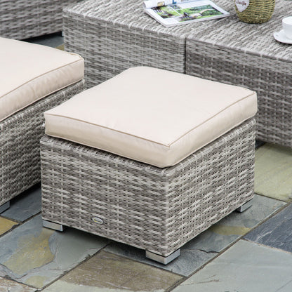 8-Piece PE Rattan Garden Lounge Set with Armchairs, Coffee Tables and Stools, Beige