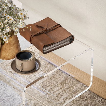 2-Tier Geometric Acrylic Coffee Table with Triangular Legs, 40x30x45cm, Transparent