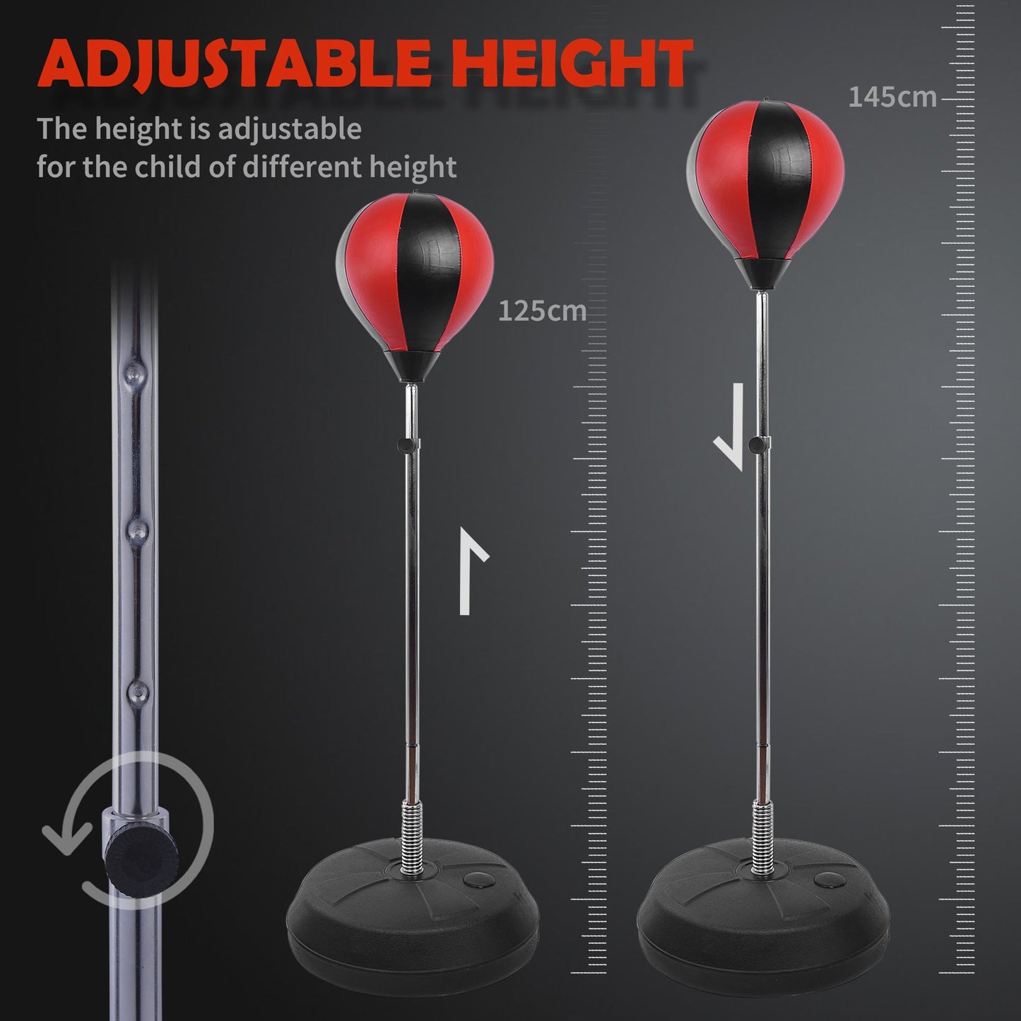 Floor Punching Ball Set for Teens with Gloves and Pump, Adjustable Height from 125-145cm