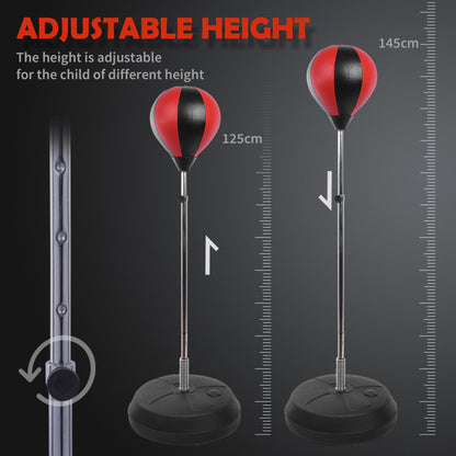 Floor Punching Ball Set for Teens with Gloves and Pump, Adjustable Height from 125-145cm