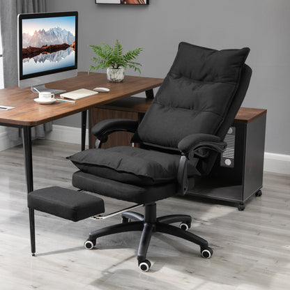 Height Adjustable Office Chair with 6 Massage Points, in Linen Effect Fabric, 70x62x120-130 cm, Black