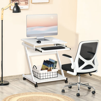 Desk Table PC PC Plan Planning Keyboard and 4 wheels, White