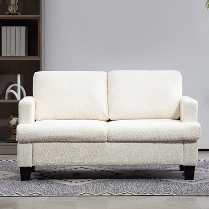 2 Seater Modern Chenille Sofa with Removable and Washable Cushions, 138x70x80 cm, Cream White