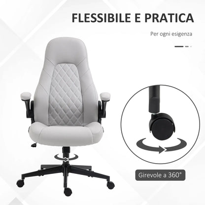 Ergonomic Office Chair with Folding Armrests and Adjustable Height, 67x70x112-122 cm, Grey