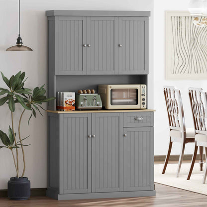 Country Kitchen Cabinet Sideboard with Adjustable Shelves 101x39x180cm Grey