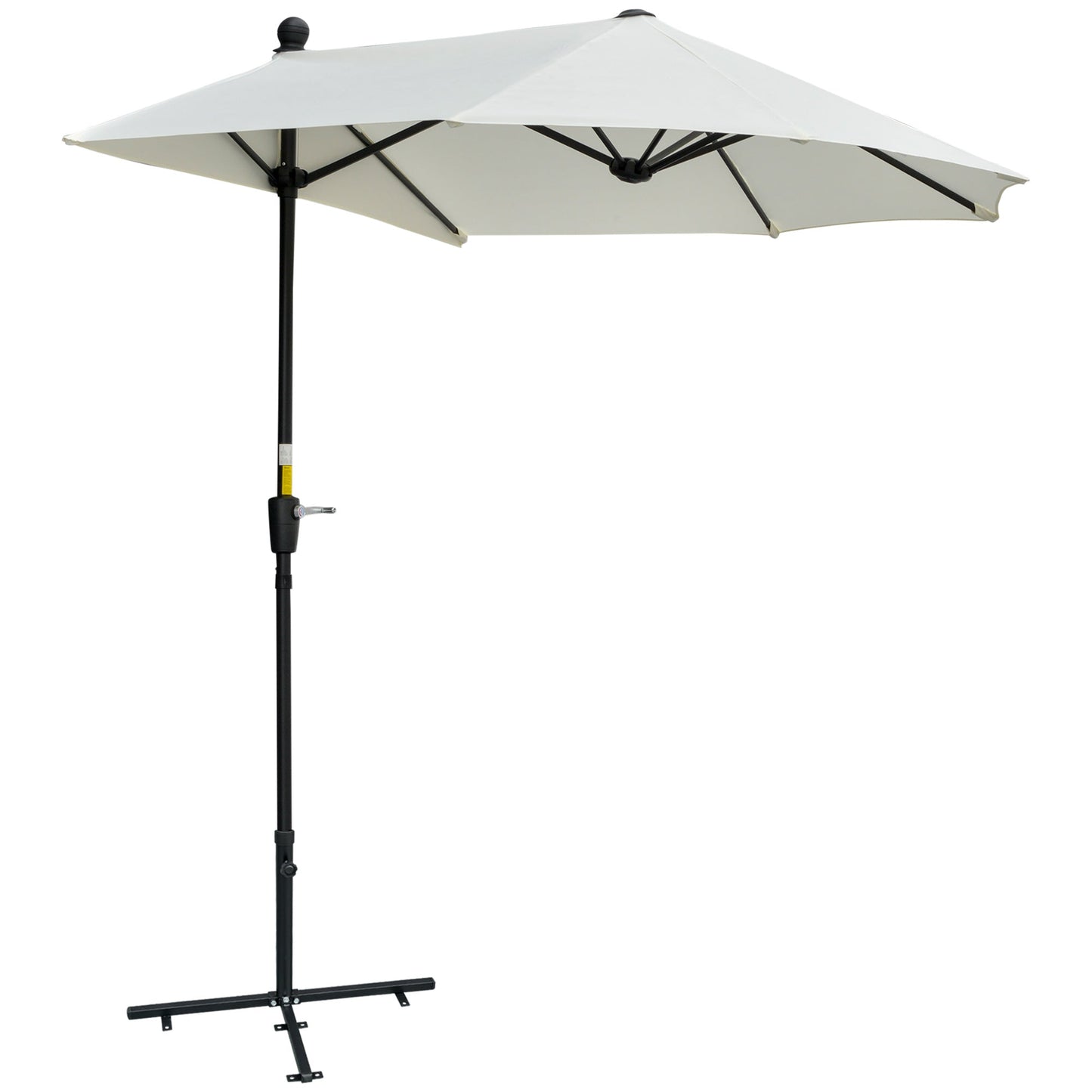 Semicircular Umbrella with Crank and Anti-UV Canopy, 200x190x240 cm, Cream