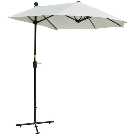 Semicircular Umbrella with Crank and Anti-UV Canopy, 200x190x240 cm, Cream