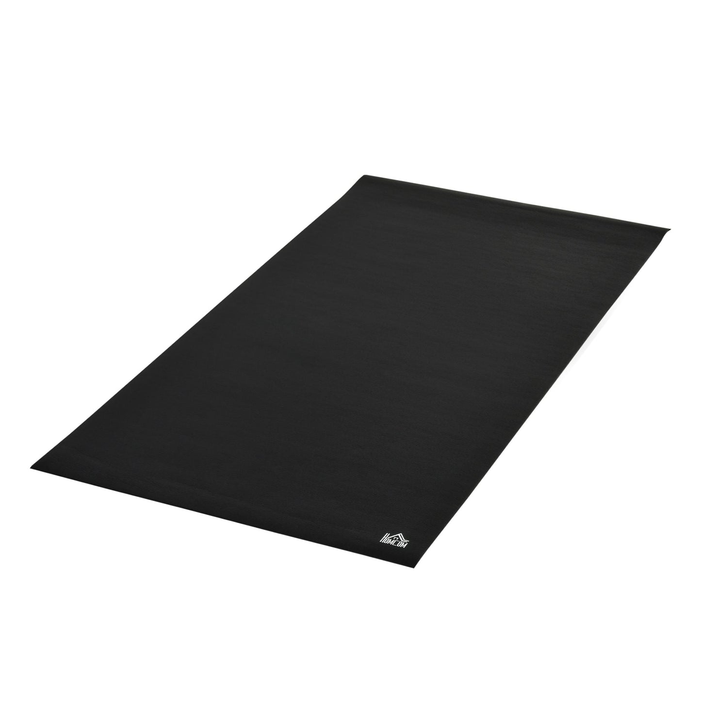 Shock Absorbing Gym Mat for Treadmills and Exercise Bikes, Non-Slip PVC Fitness Mat, 180x90cm, Black