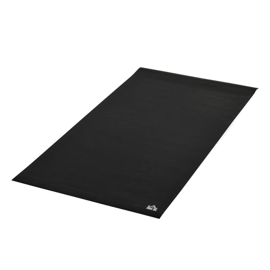 Shock Absorbing Gym Mat for Treadmills and Exercise Bikes, Non-Slip PVC Fitness Mat, 180x90cm, Black
