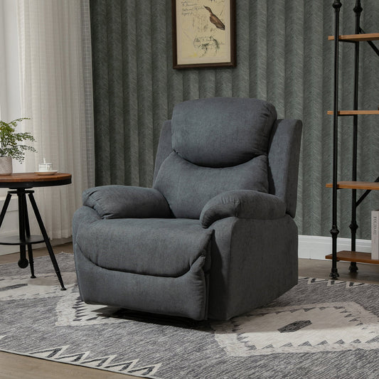 Ergonomic Manual Fabric Relax Chair, 150° Reclining Chair and Footrest for Home and Office, 93x88x102cm, Dark Grey