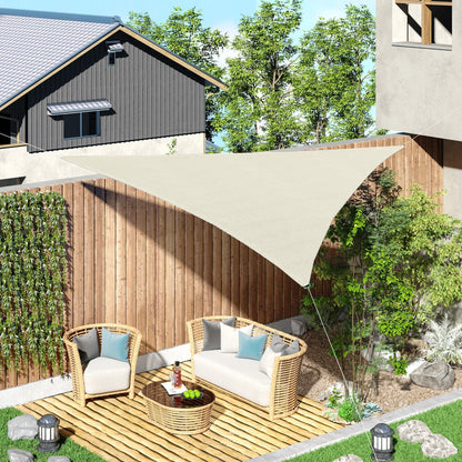Triangle Sail Shade Lightweight Water Resistant Fabric Blocks 90% UV Rays HDPE (High Density Polyethylene) Cream 5x5x5m