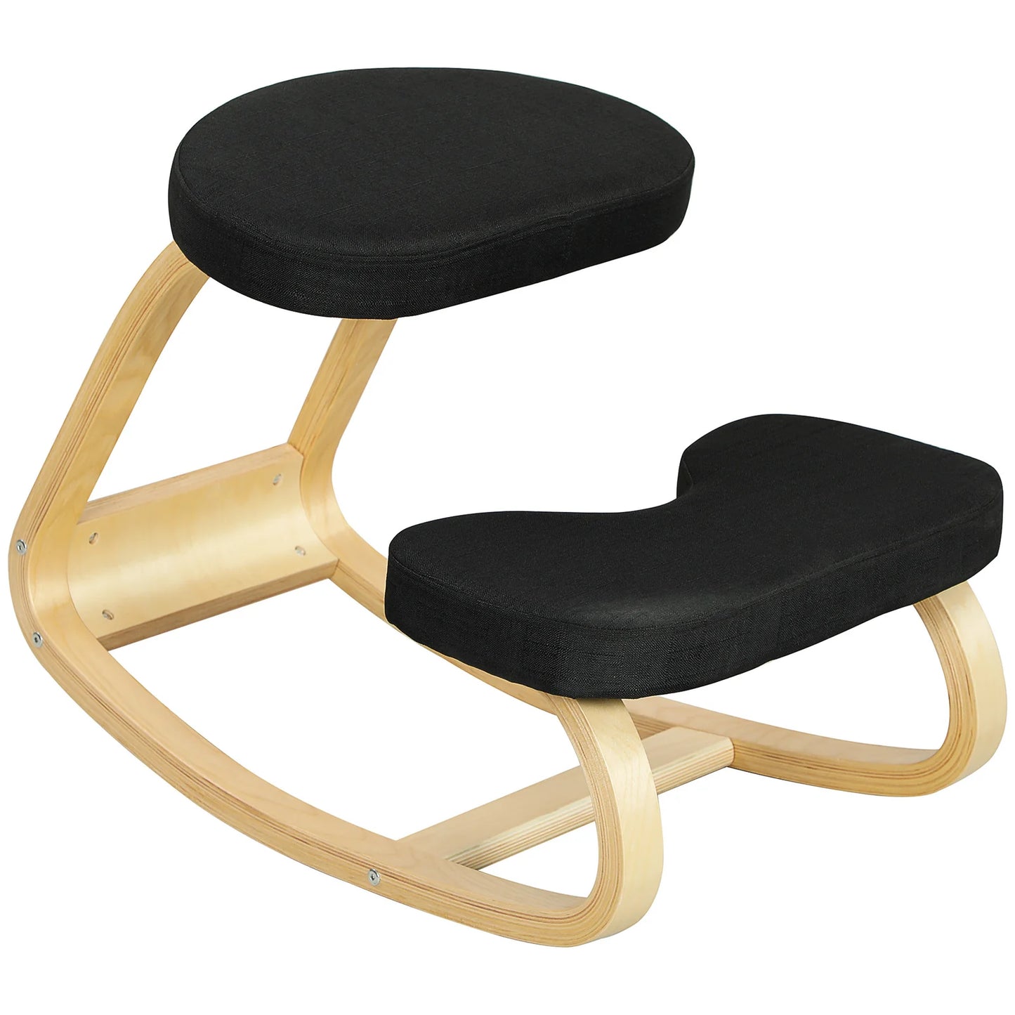 Ergonomic Rocking Kneeling Chair in Black Linen Finish