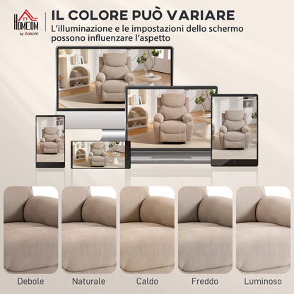Manual Fabric Recliner Chair with Thick Cushion, Padded Armrests and Footrest, Beige