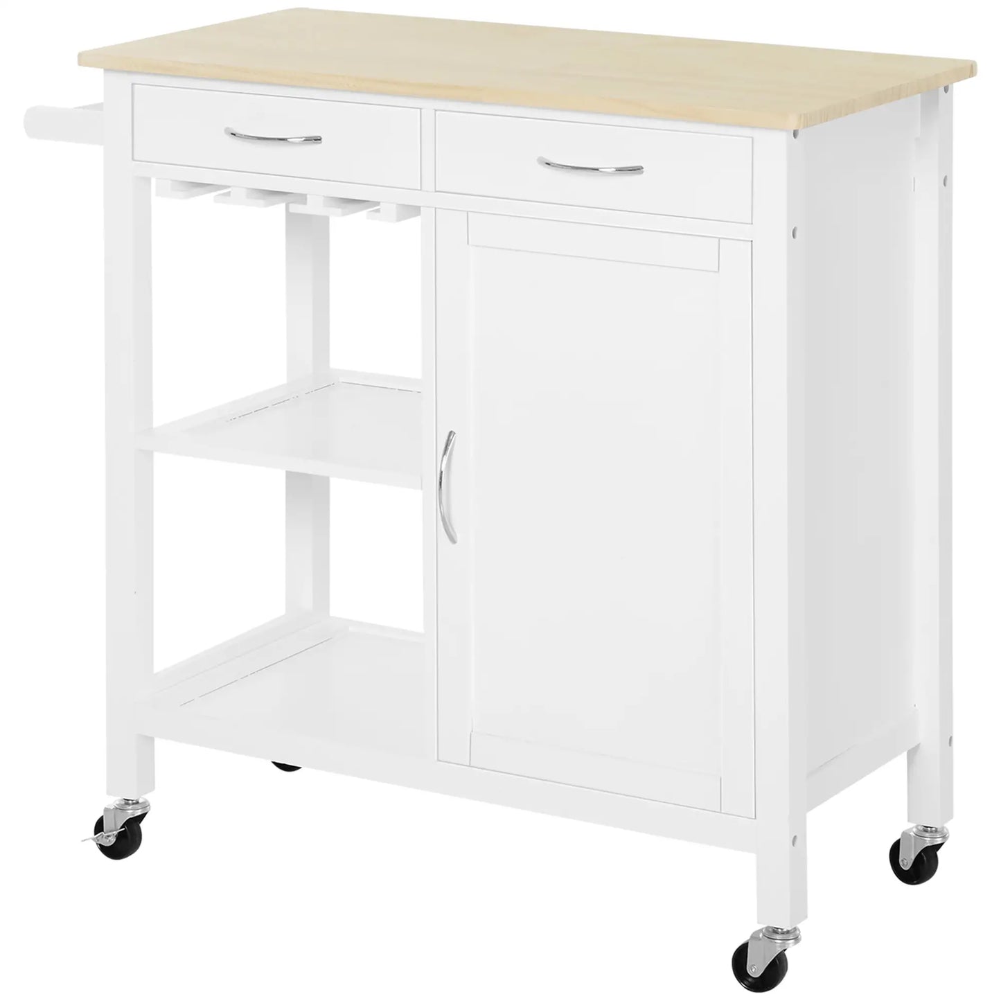 itchen Trolley with Drawers and Wheels in Wood Space Saving