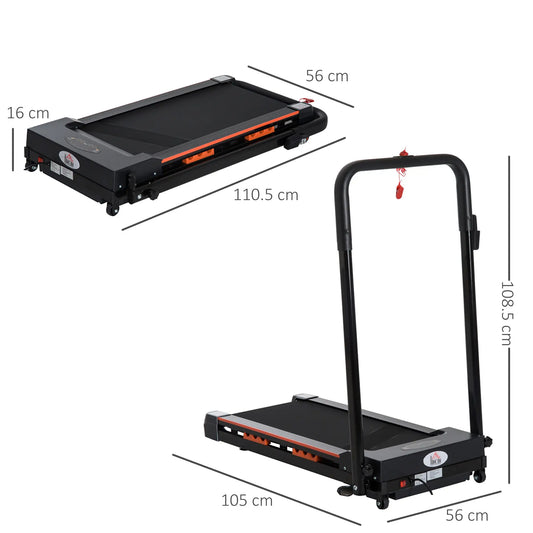 Folding Electric Treadmill with Remote Control and Safety Key, 1-6 km/h, 0.5HP Power, 105x56x108.5cm